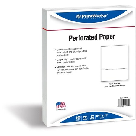 PRINTWORKS Paper, 3 Perfs, 24Lb, Wh Pk PRB04126
